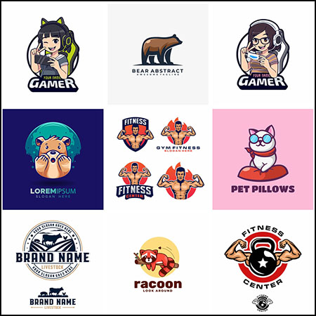 13款卡通动物和人物LOGO图标标志蚂蚁素材网矢量素材精选