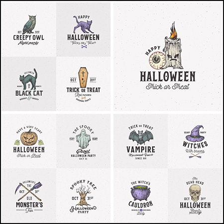 13款万圣节派对LOGO标志蚂蚁素材网矢量图标精选