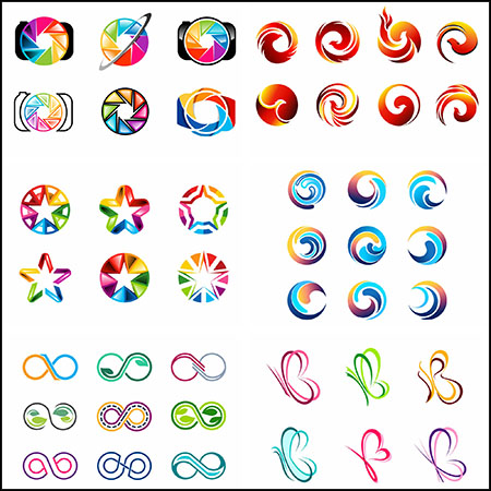 7套影音、鸟、房地产、蝴蝶形状等企业LOGO图标蚂蚁素材网矢量素材精选