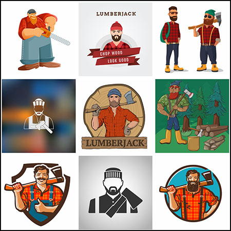 伐木工人护林员林务员不干胶标签图标矢量图像