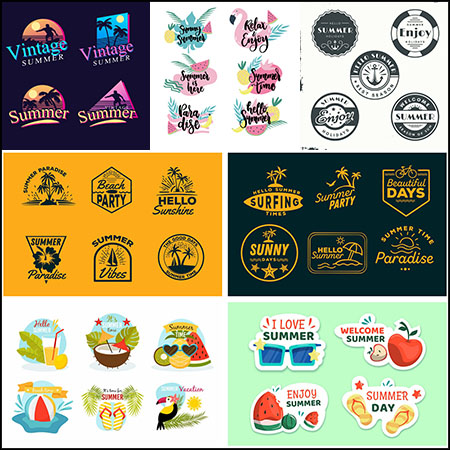 8套夏季旅游渡假水果标签贴图蚂蚁素材网矢量素材精选