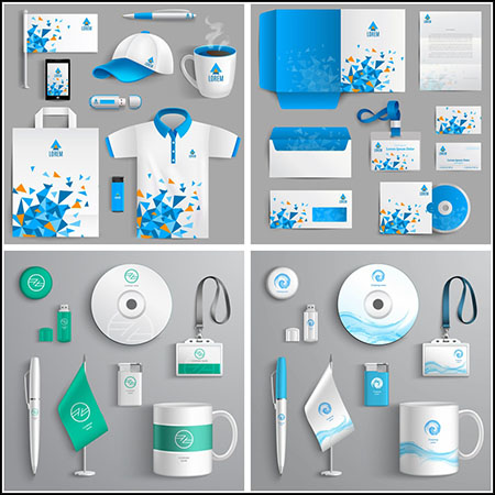 12套企业办公用品VI样机设计蚂蚁素材网矢量模板精选