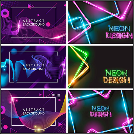 6款霓虹灯线条边框抽象背景蚂蚁素材网矢量素材精选