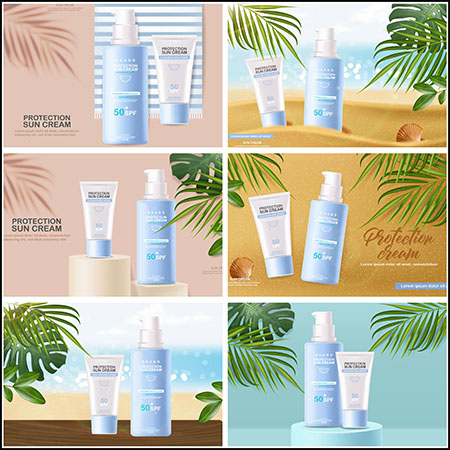 8款夏季护肤品促销海报蚂蚁素材网矢量模板精选