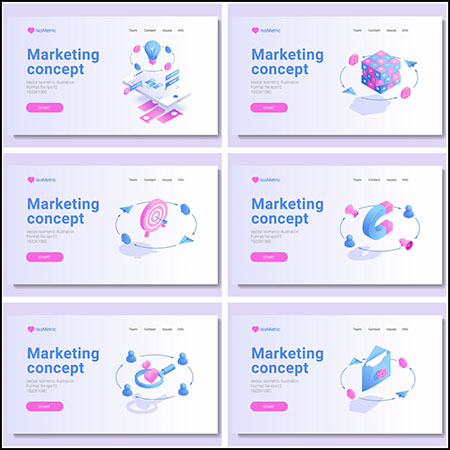 6款网络营销理念抽象网页插图蚂蚁素材网矢量素材精选