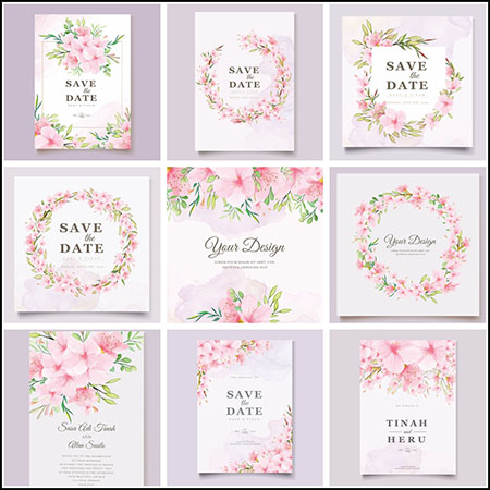 8款春季桃花花卉装饰促销打折海报蚂蚁素材网矢量模板精选