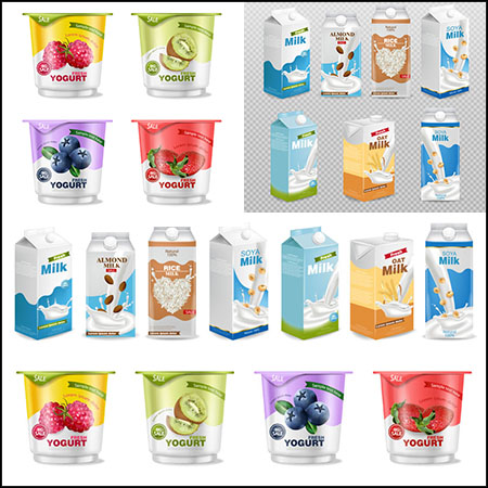 11款牛奶冰淇淋和口香糖瓶子矢量样机模型