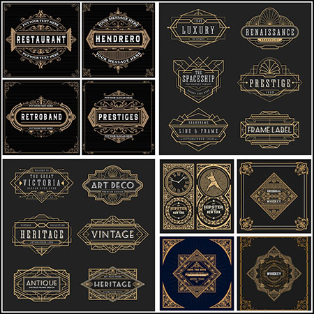 28款复古酒店，餐厅，企业或精品店欧式徽标蚂蚁素材网矢量模板精选