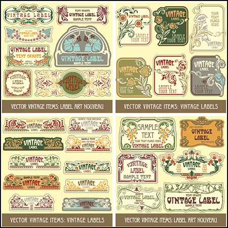 25套欧式复古图案贴纸蚂蚁素材网矢量模板精选