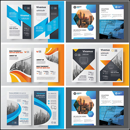 6套企业公司宣传双折页宣传册封面蚂蚁素材网矢量模板精选