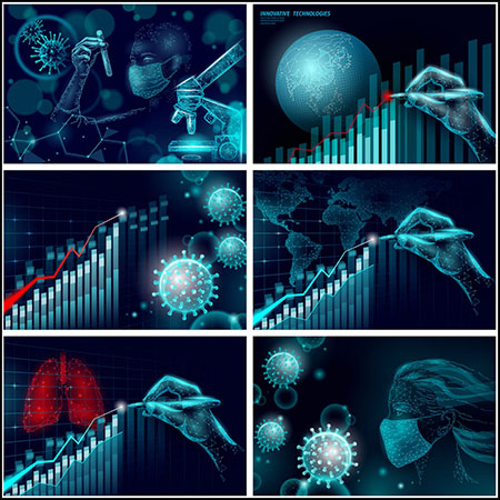 6款病毒预防医学研究大数据背景蚂蚁素材网矢量插图精选
