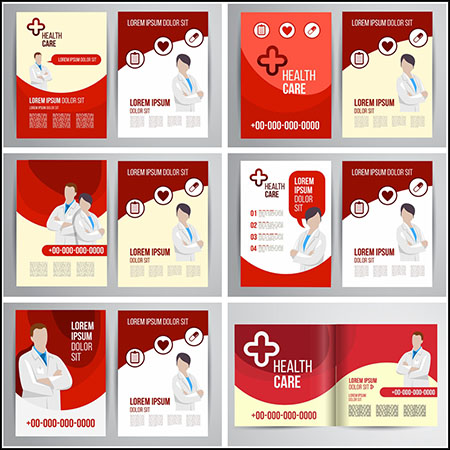6套医院健康体检宣传册封面蚂蚁素材网矢量模板精选