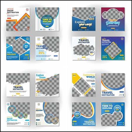 4套互联网交互媒体网站横幅促销广告模板蚂蚁素材网矢量素材精选