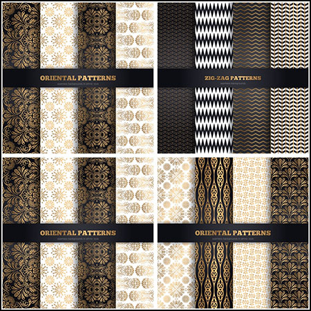 6套欧式花纹图案无缝背景蚂蚁素材网矢量素材精选