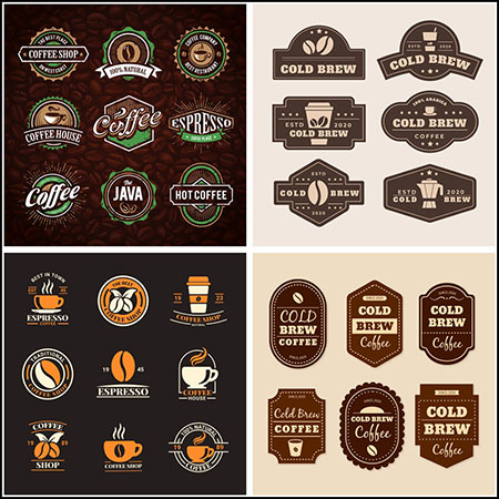 9套咖啡咖啡豆LOGO标志蚂蚁素材网矢量图标精选